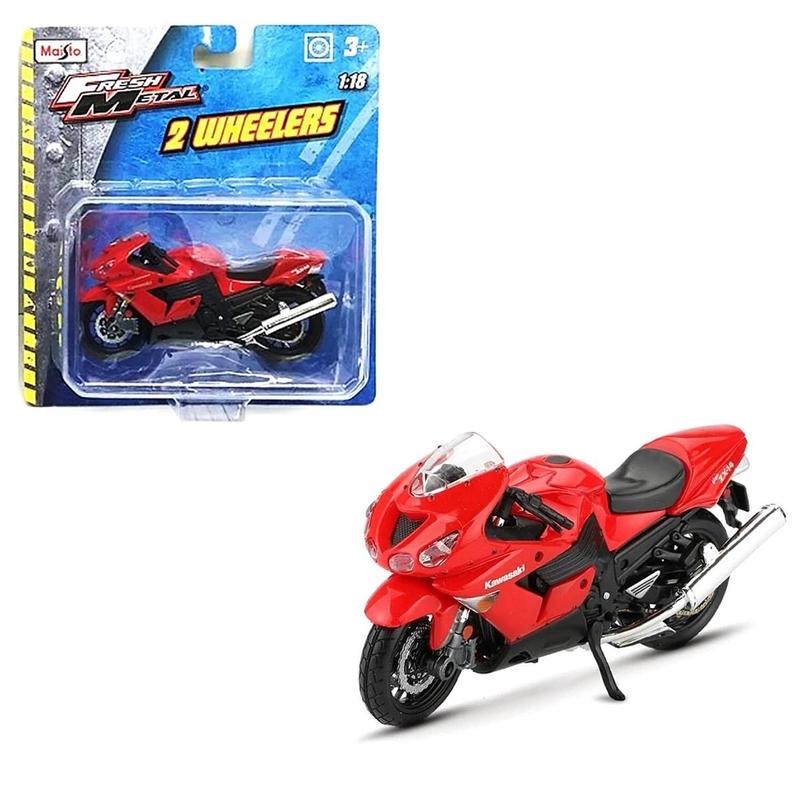【1/14Tracks】 Miniatura Moto Kawasaki Ninja Zx 14R 1/18 Vermelho Maisto 35300